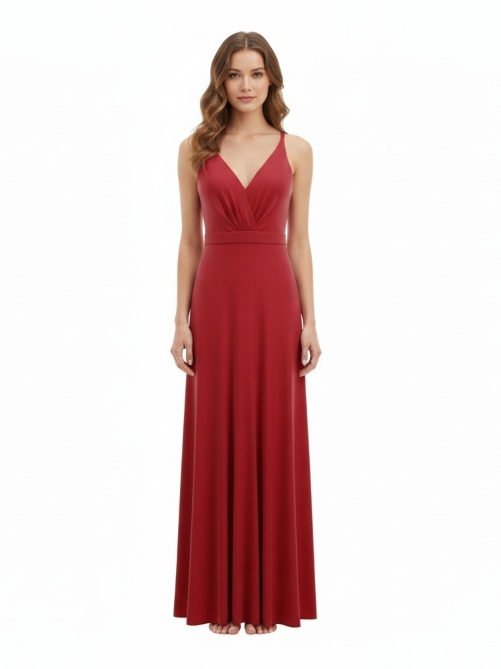 BCBGMaxAzria Sleeveless V-Neck Maxi Dress in Red Size Small
